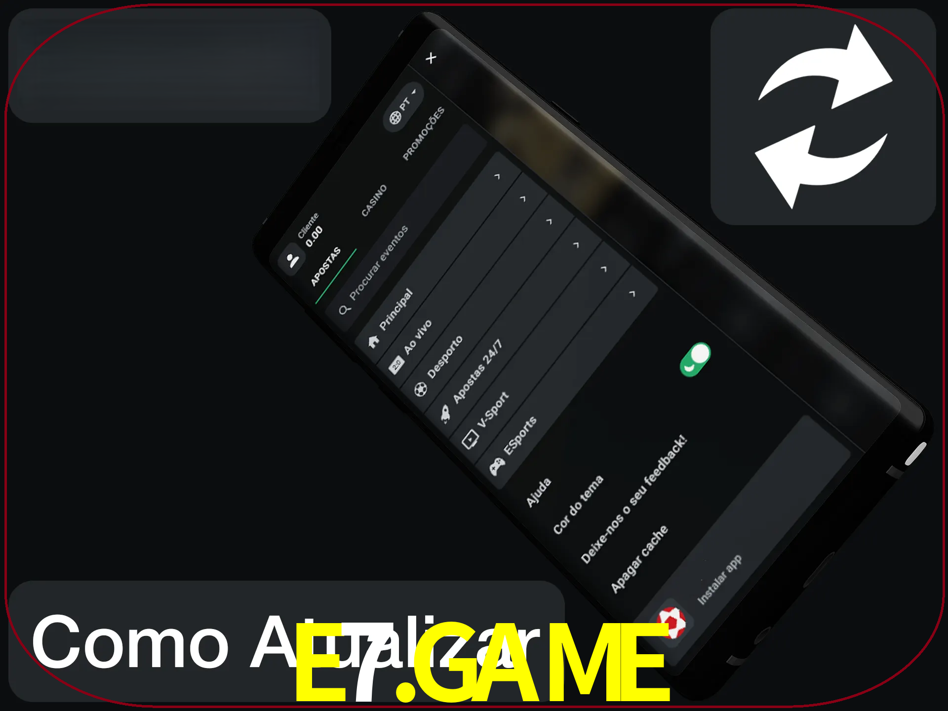 O aplicativo é atualizado automaticamente quando você faz o login.