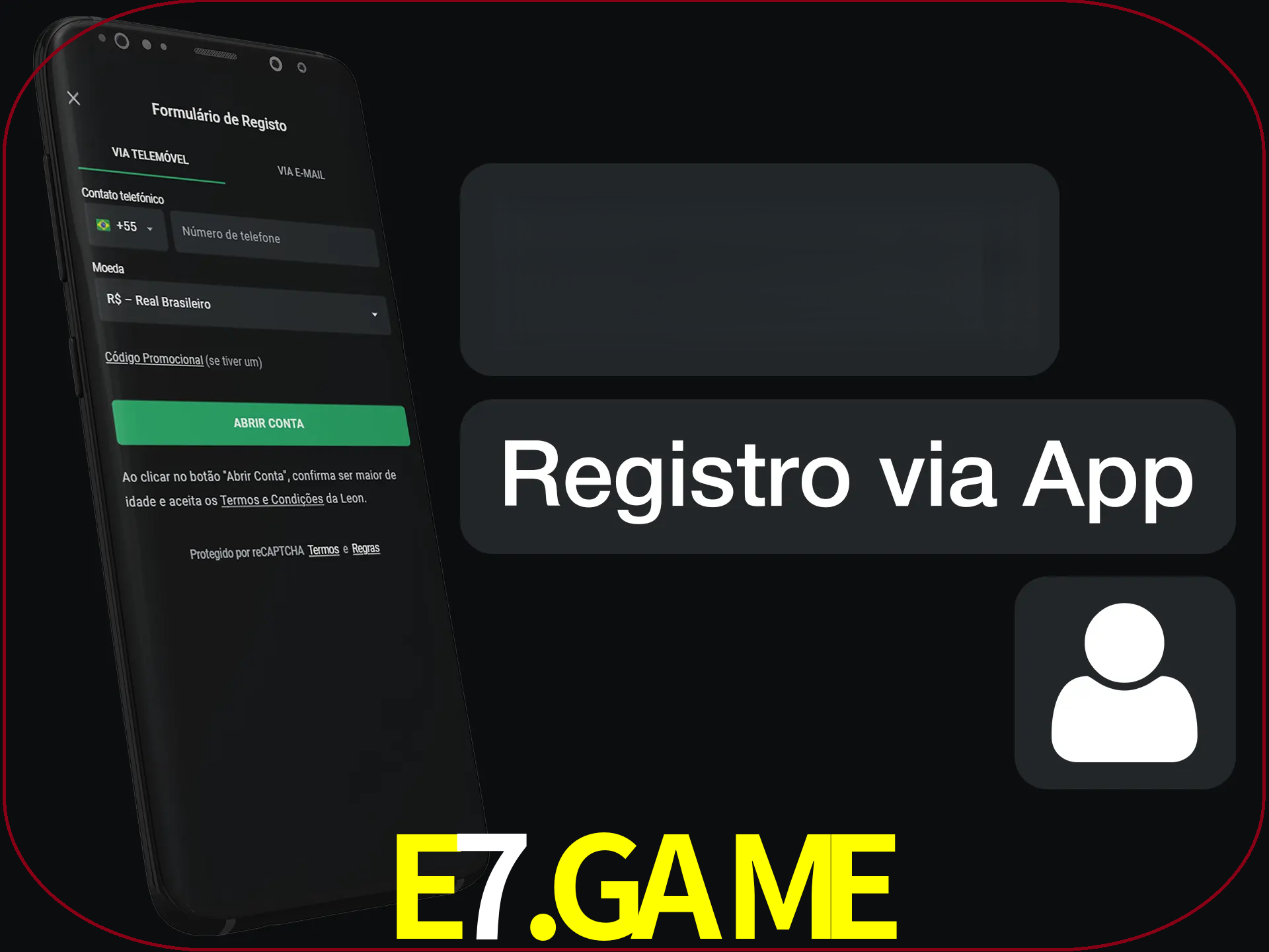 Registre-se com duas etapas usando o aplicativo.
