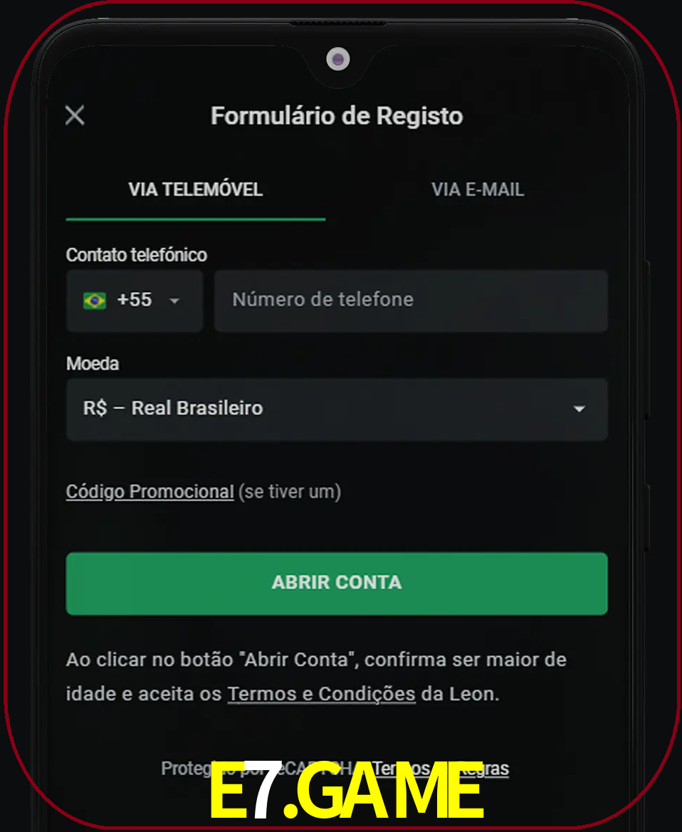 Abra o aplicativo e inicie o processo de registro.