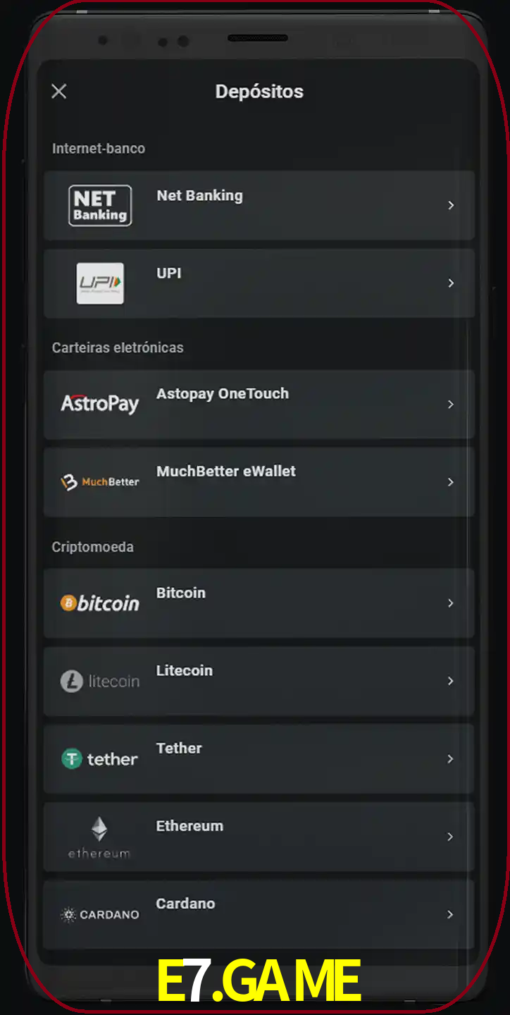 Você pode usar métodos alternativos de depósito.